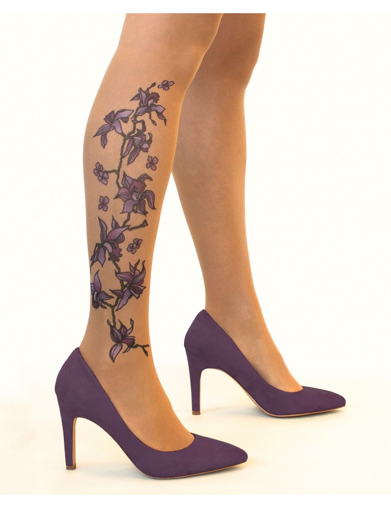 Collant tatouage Purple Orchids de Stop Stare sur collant